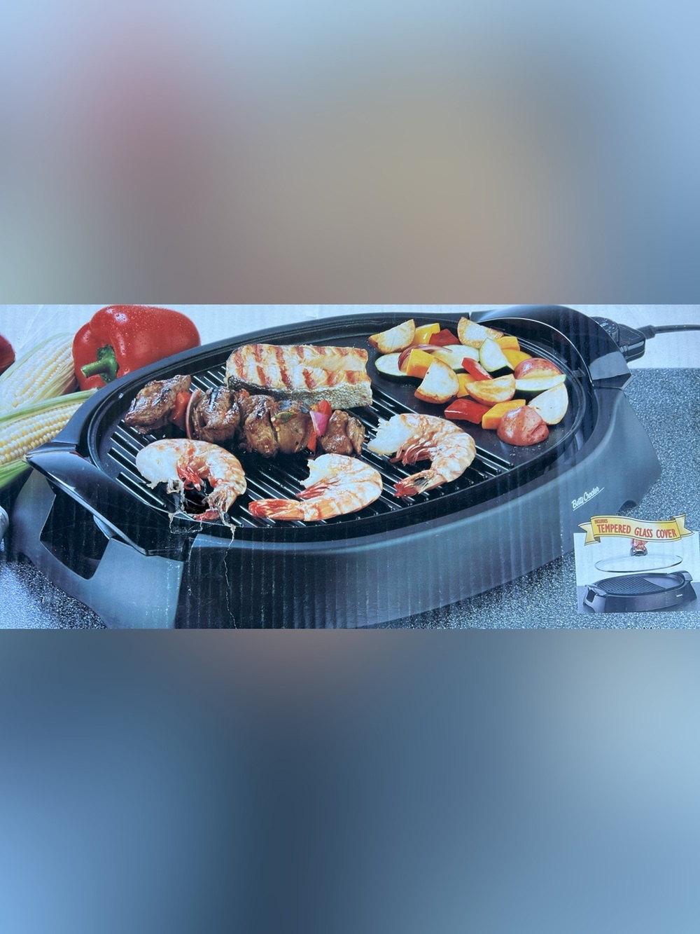 Black Electric Indoor Grill - Compact Nonstick BBQ Grill